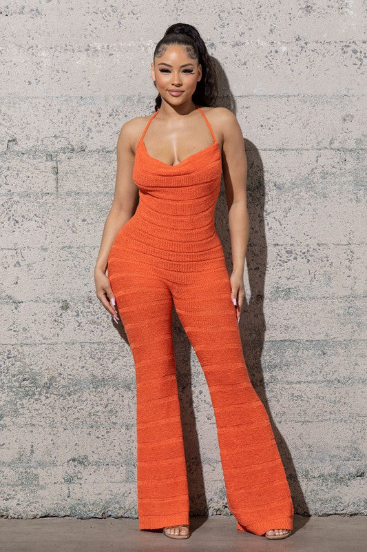 Gasp| Flame Knit Halter Jumpsuit