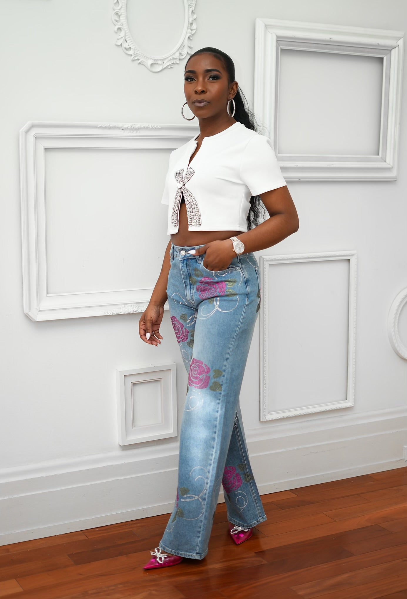 Gasp| Still A Rose Crystal Denim