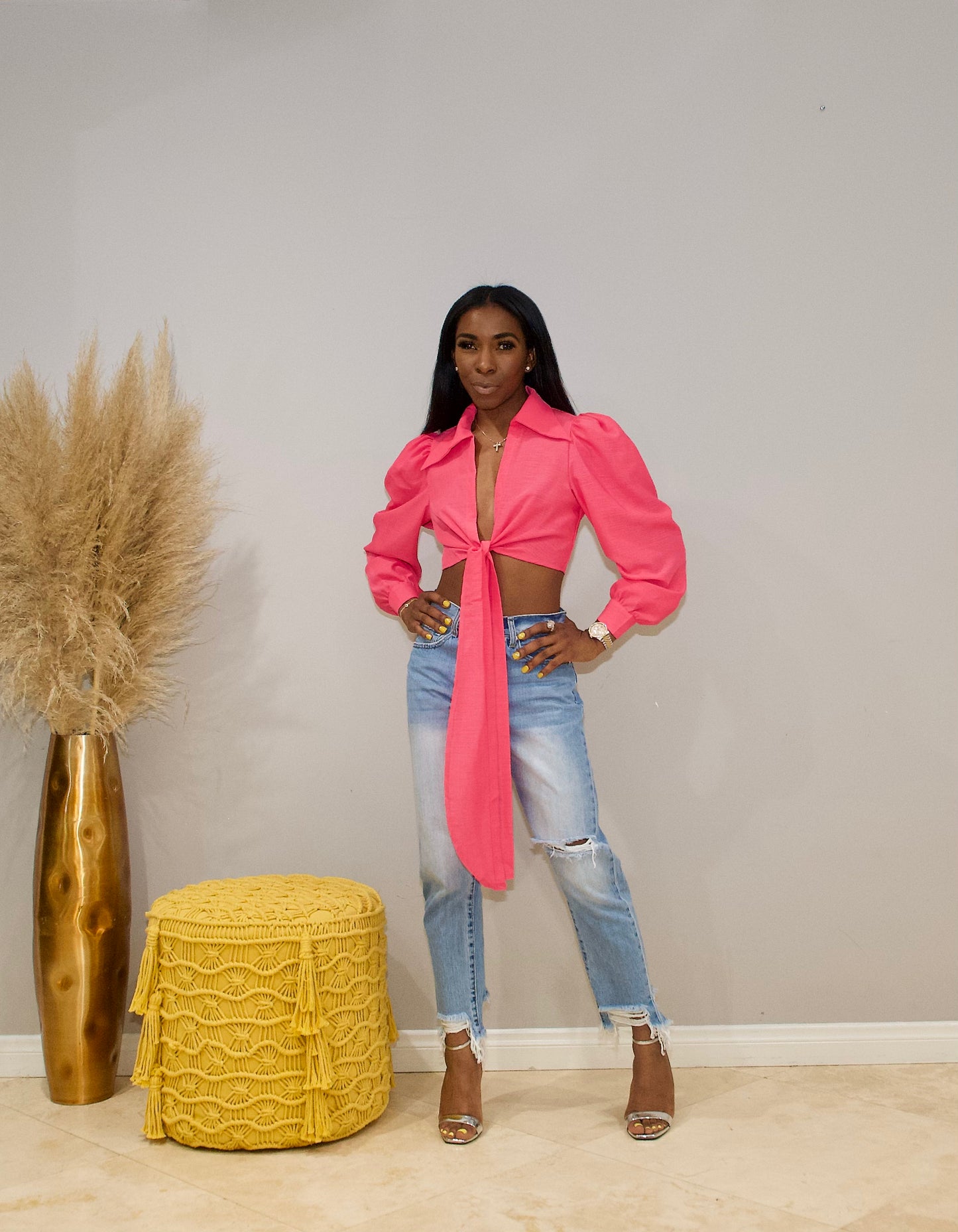 Pure Bliss| Tie-Knot Cropped Top