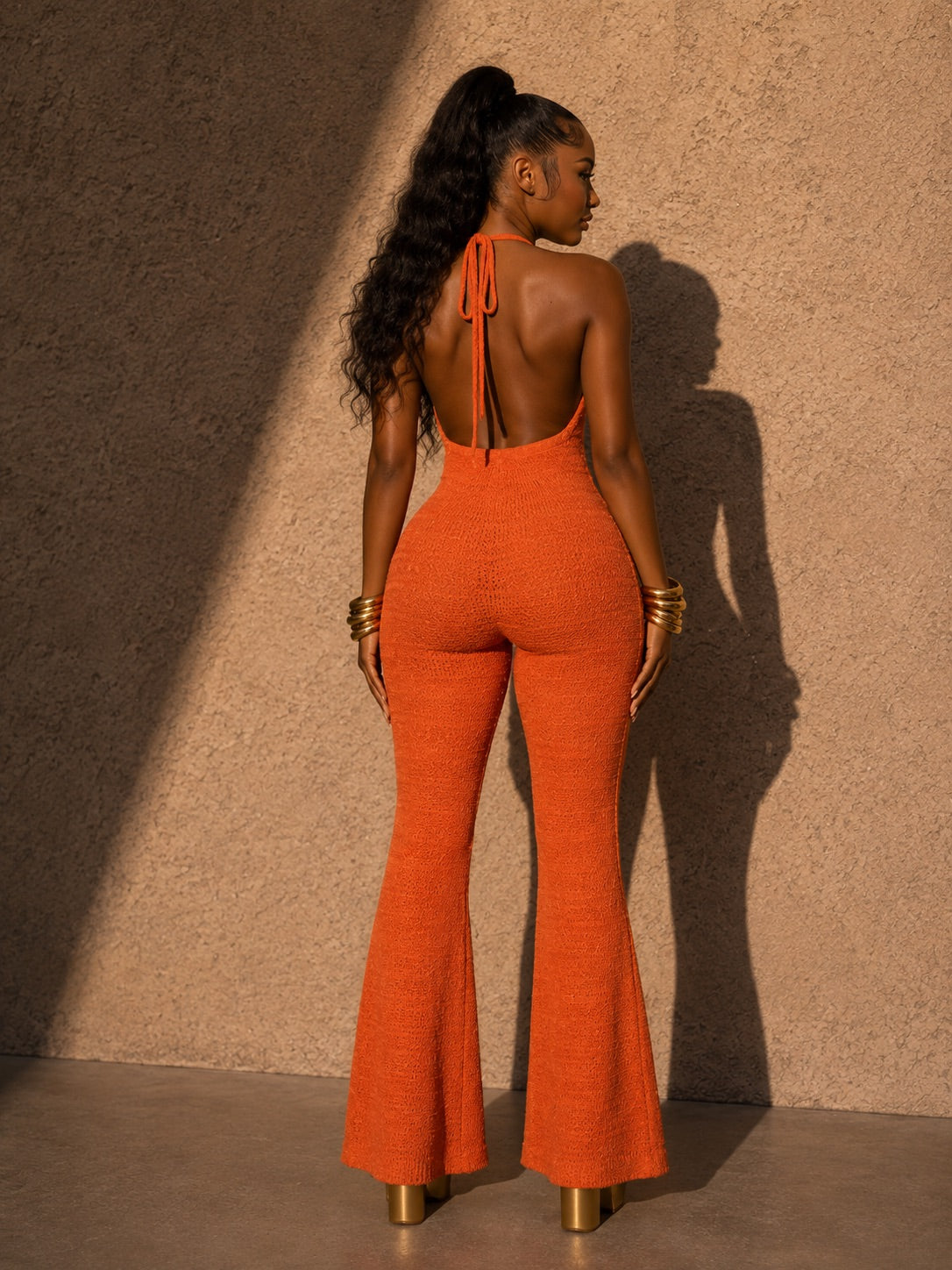 Flame Knit Halter Jumpsuit