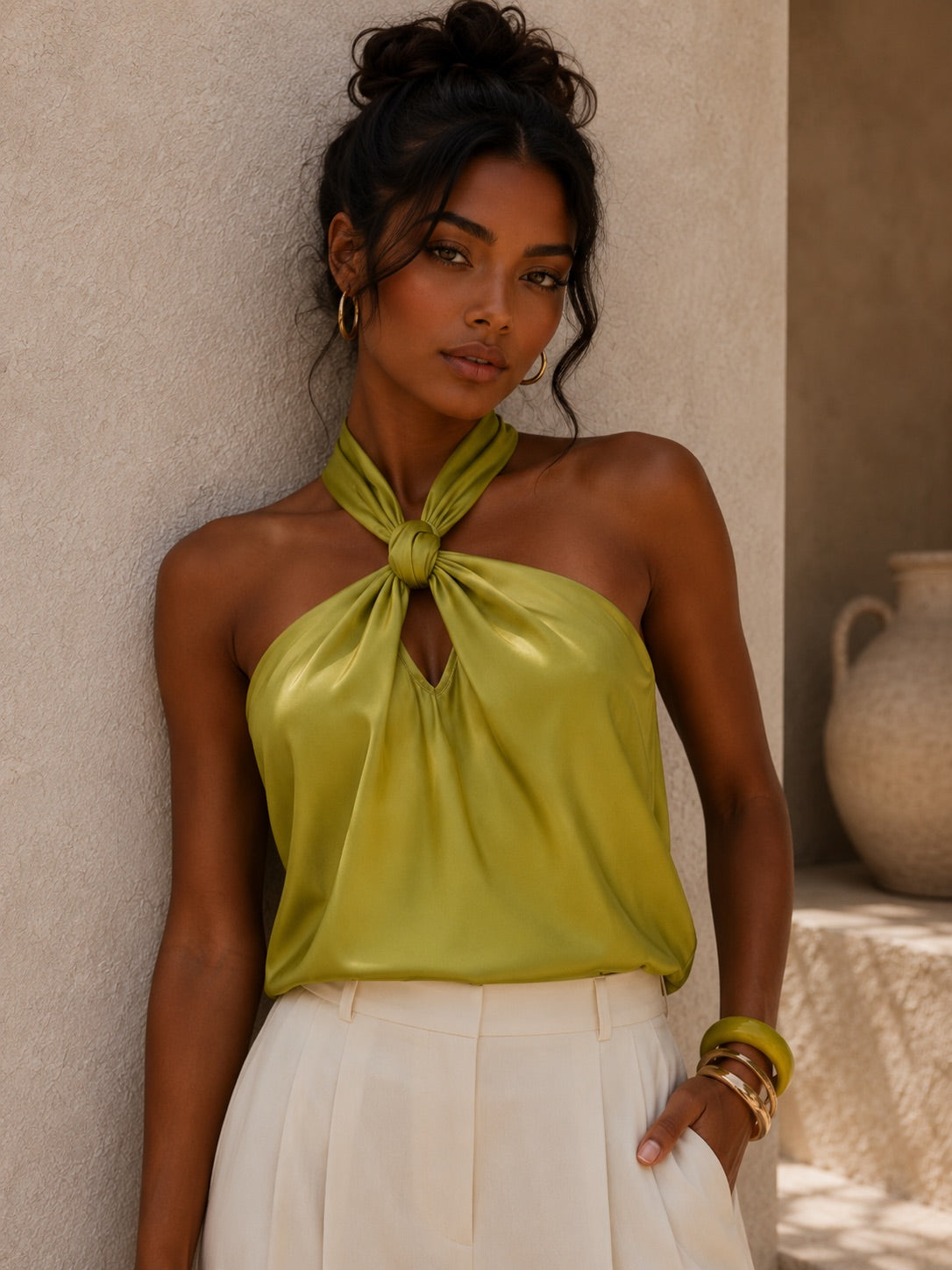Knotted Halter Bodysuit