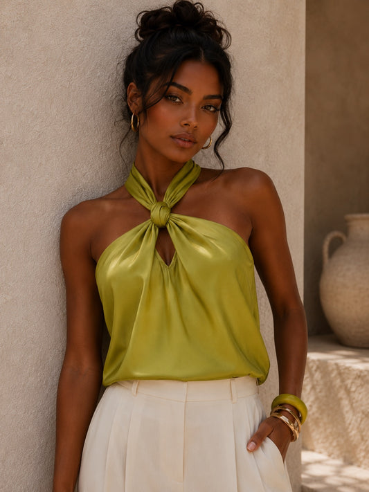Knotted Halter Bodysuit