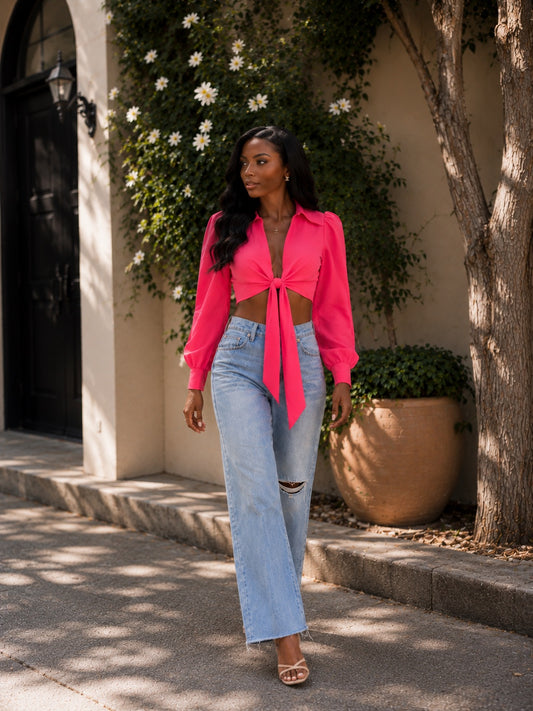 Soft Knot Crop Blouse