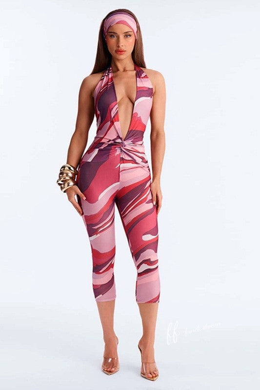 Pink Rush Capri Jumpsuit Set