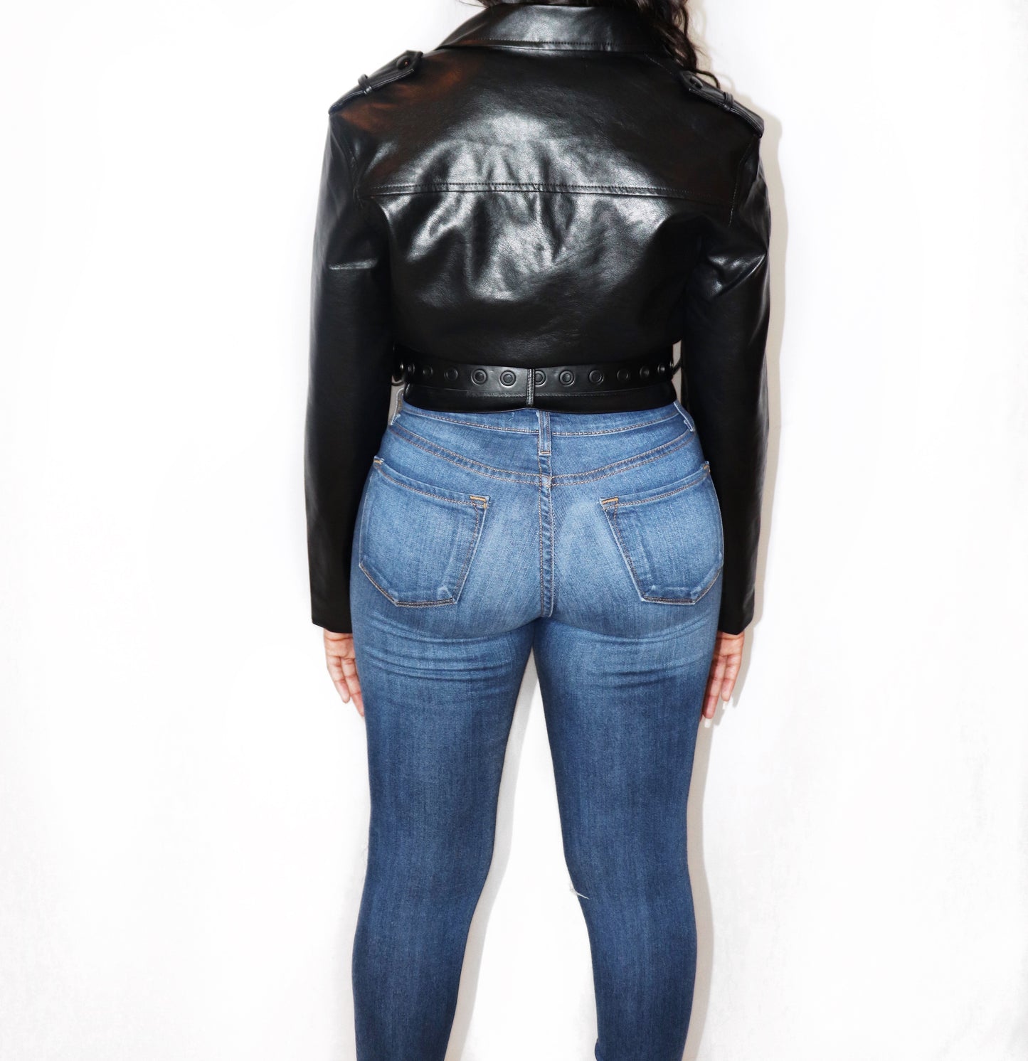 Mel| Oversized Belt Leather Jacket