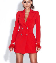 Load image into Gallery viewer, Nyrah| Feather Cuff Blazer Dress
